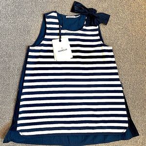 Moncler Striped Tank with Shoulder Bow